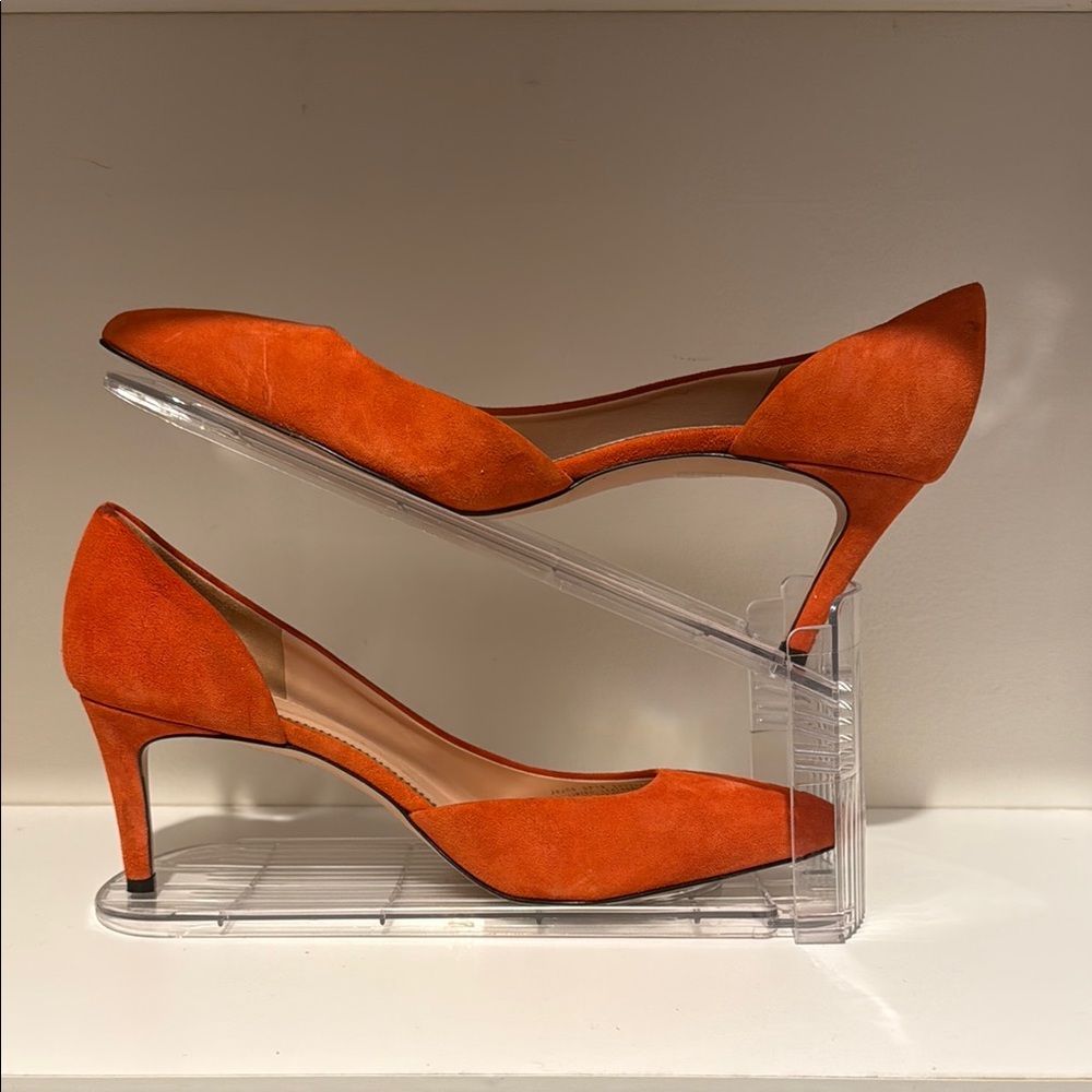 J. Crew Orange Suede Heels Classic Pointed Toe